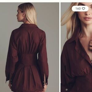Maeve Long-Sleeve Cinched Buttondown Shirt
